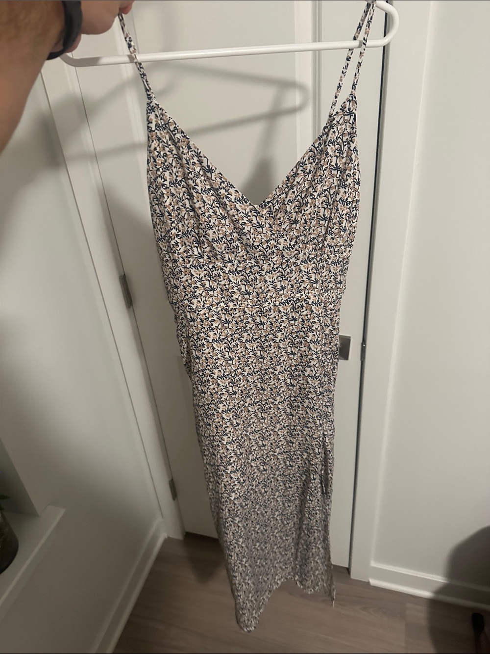 Abercrombie & Fitch Cream and Navy Floral Slip Maxi